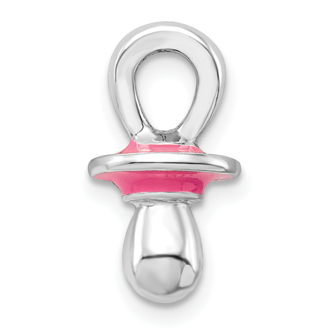 De-Ani Sterling Silver Rhodium-Plated 3D Pink Enameled Pacifier Pendant