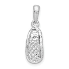 De-Ani Sterling Silver Rhodium-Plated 3D Pink Enameled Baby Shoe Pendant