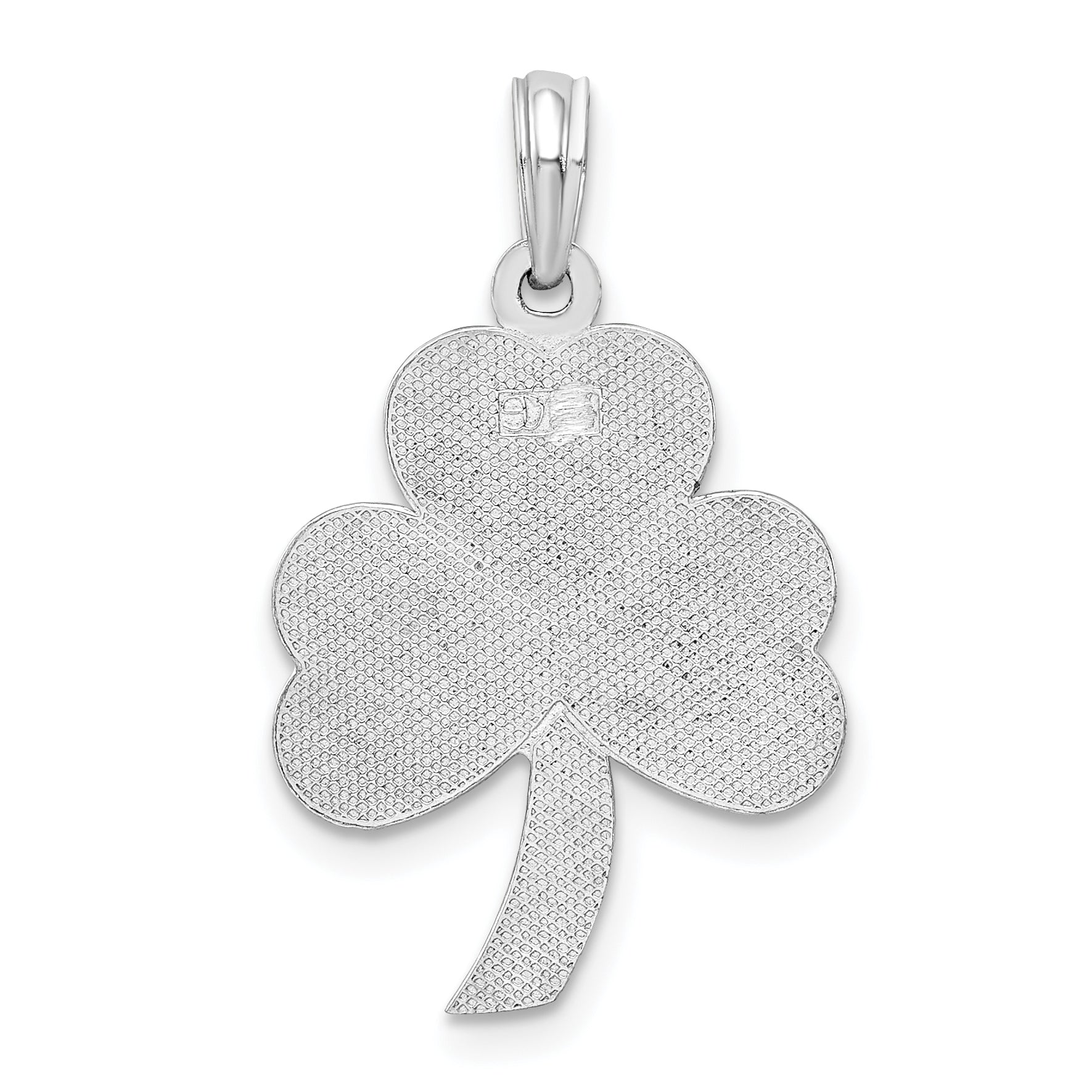 De-Ani Sterling Silver Rhodium-Plated Polished Enameled Shamrock Pendant