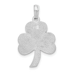 De-Ani Sterling Silver Rhodium-Plated Polished Enameled Shamrock Pendant