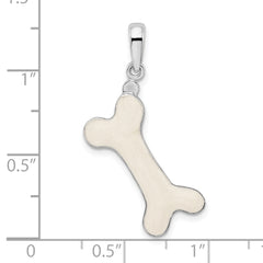 De-Ani Sterling Silver Rhodium-Plated Polished 3D Enameled Dog Bone Pendant