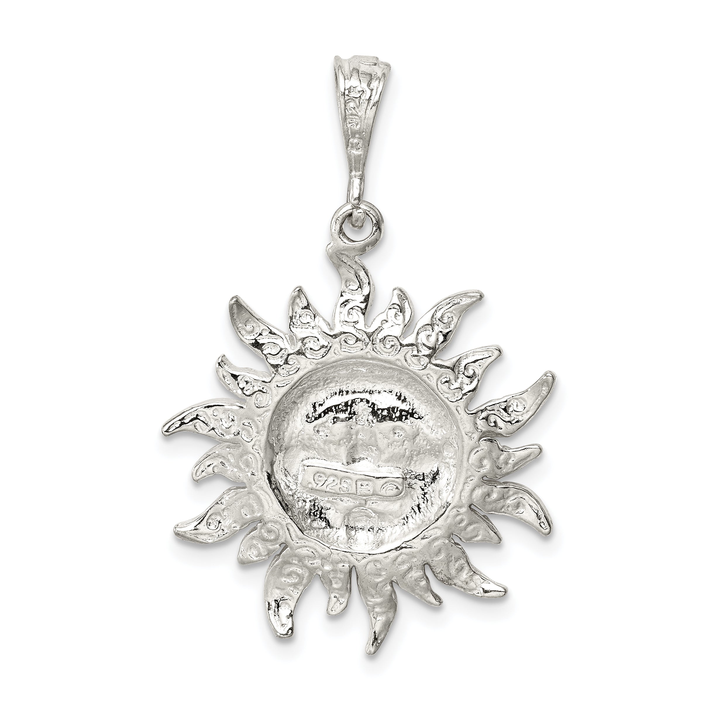 **925 Sterling Silver Sun Pendant with Polished Anti-Tarnish Finish Men's Solid Design by Sophia Jewelers**