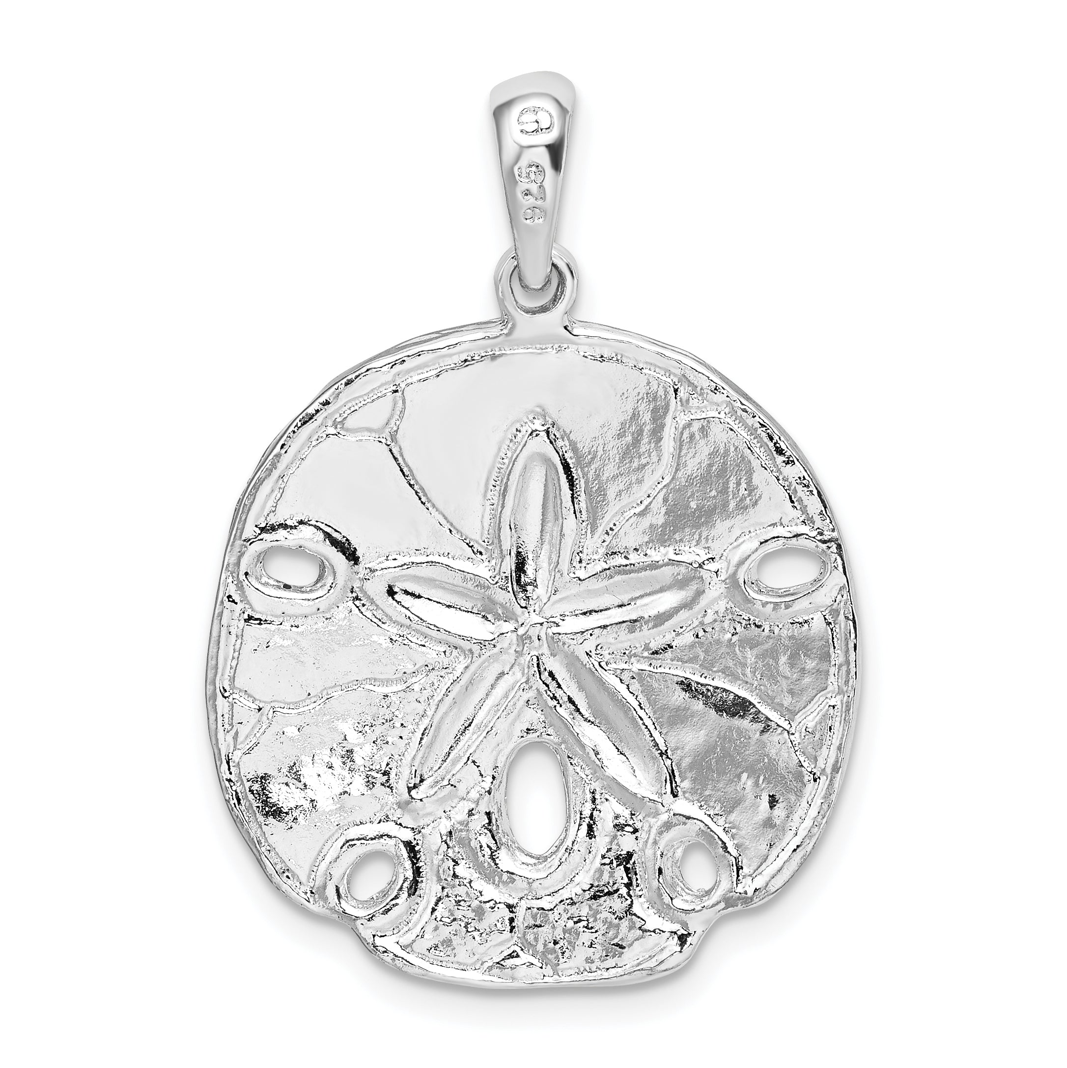 De-Ani Sterling Silver Rhodium-Plated Polished Enameled Sand Dollar Pendant