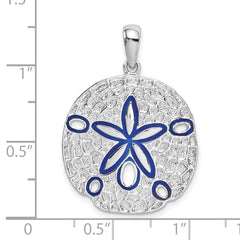 De-Ani Sterling Silver Rhodium-Plated Polished Enameled Sand Dollar Pendant