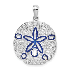 De-Ani Sterling Silver Rhodium-Plated Polished Enameled Sand Dollar Pendant