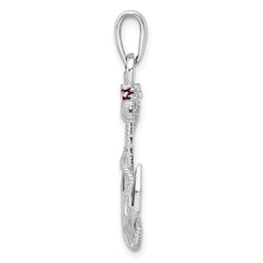 De-Ani Sterling Silver Rhodium-Plated Enameled Anchor with Rope Pendant