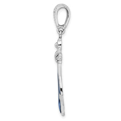 De-Ani Sterling Silver Rhodium-Plated Polished Enameled Anchor Pendant