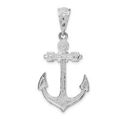 De-Ani Sterling Silver Rhodium-Plated Polished Enameled Anchor Pendant