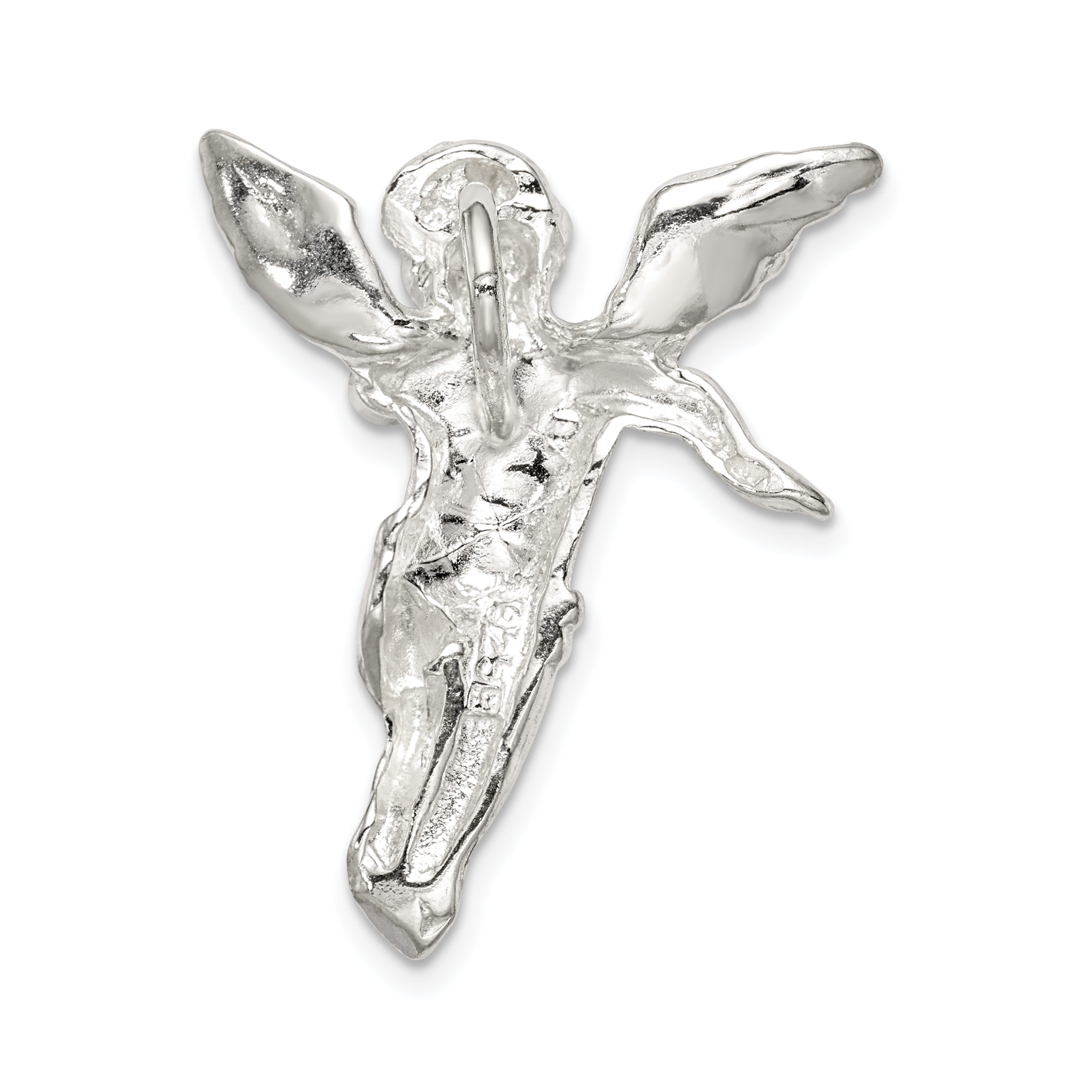 Sterling Silver 925 Guardian Angel Pendant with Polished Anti-Tarnish Finish