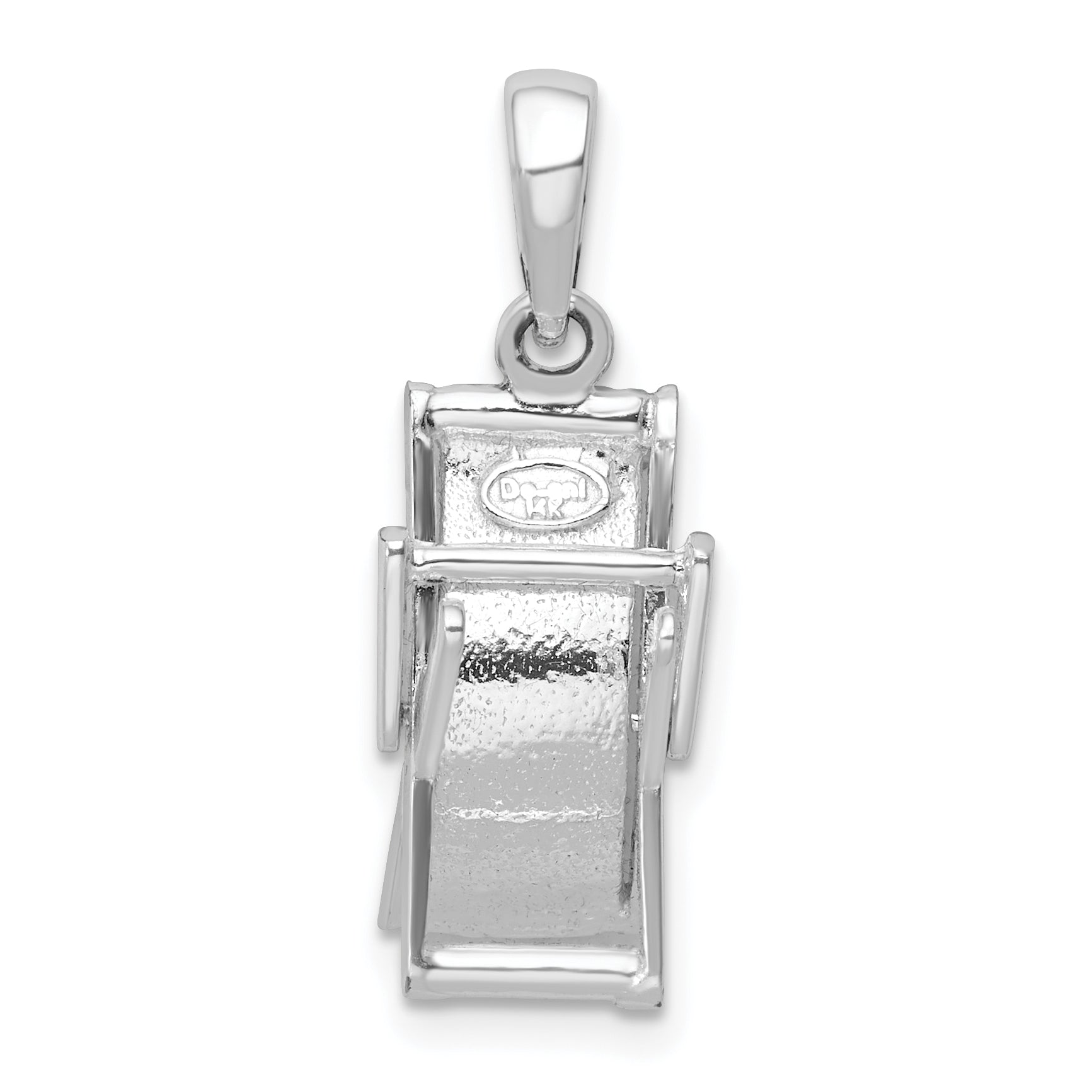 De-Ani Sterling Silver Rhodium-Plated 3D Moveable Enameled Beach Chair Pendant