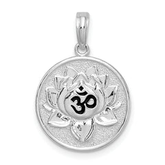 De-Ani Sterling Silver Rhodium-Plated Reversible Enameled Ohm Lotus Pendant