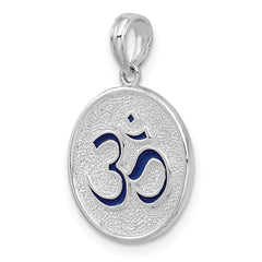 De-Ani Sterling Silver Rhodium-Plated Reversible Enameled Ohm Lotus Pendant