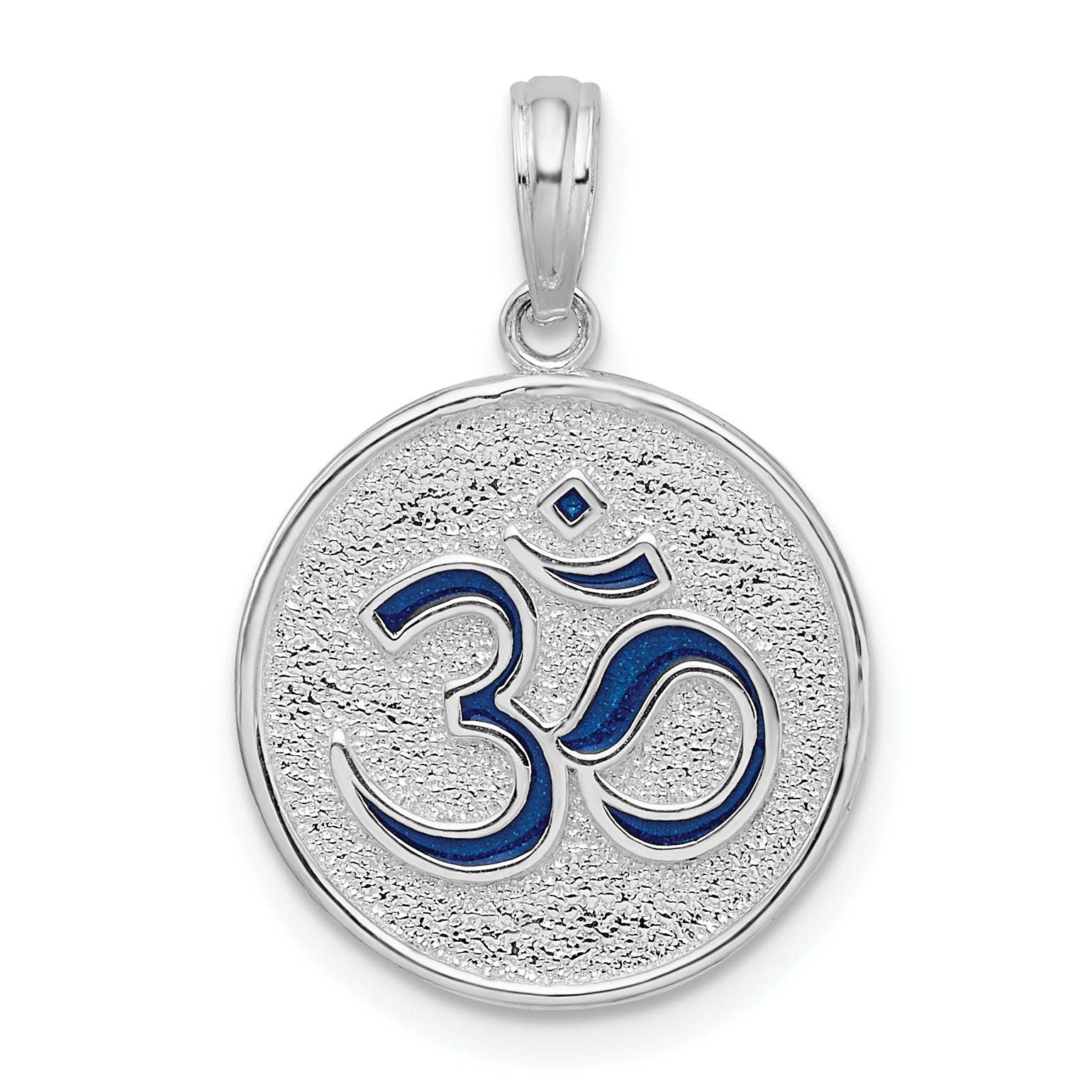 De-Ani Sterling Silver Rhodium-Plated Reversible Enameled Ohm Lotus Pendant