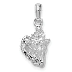 De-Ani Sterling Silver Rhodium-plated Polished Enameled Small Conch Shell Pendant