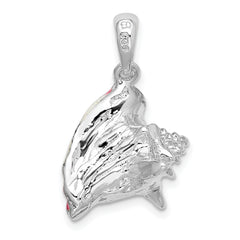 De-Ani Sterling Silver Rhodium-Plated Enameled Medium Conch Shell Pendant