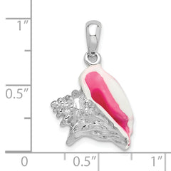 De-Ani Sterling Silver Rhodium-Plated Enameled Medium Conch Shell Pendant