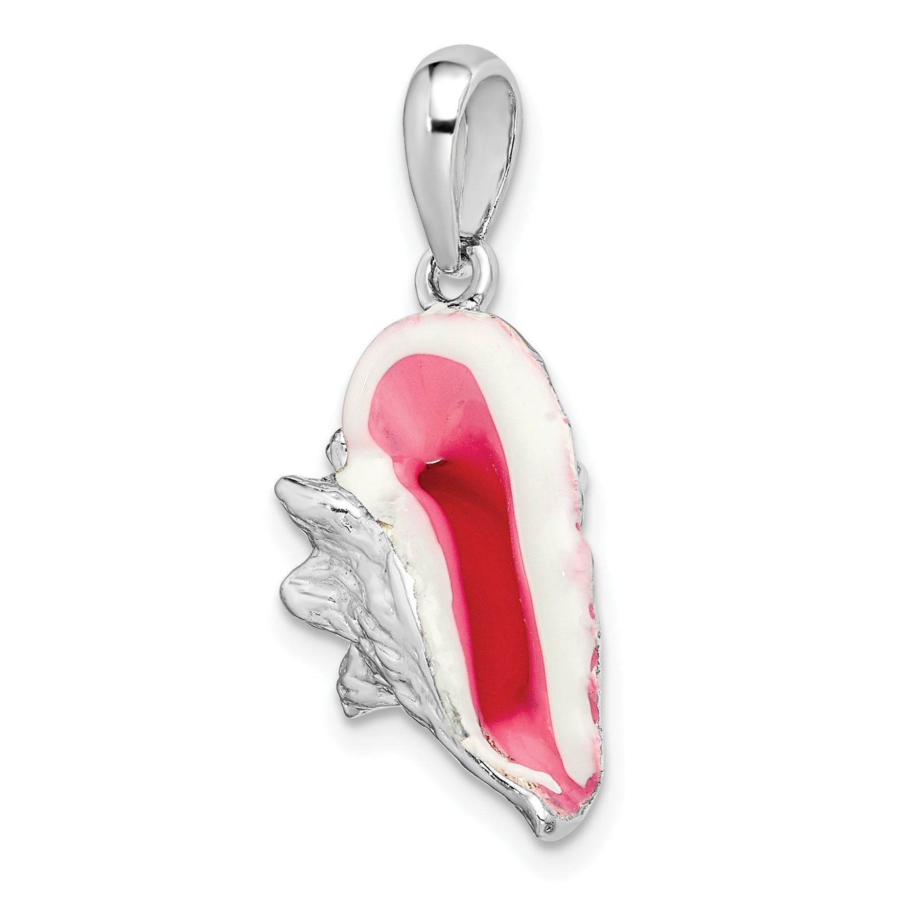 De-Ani Sterling Silver Rhodium-Plated Enameled Large Conch Shell Pendant