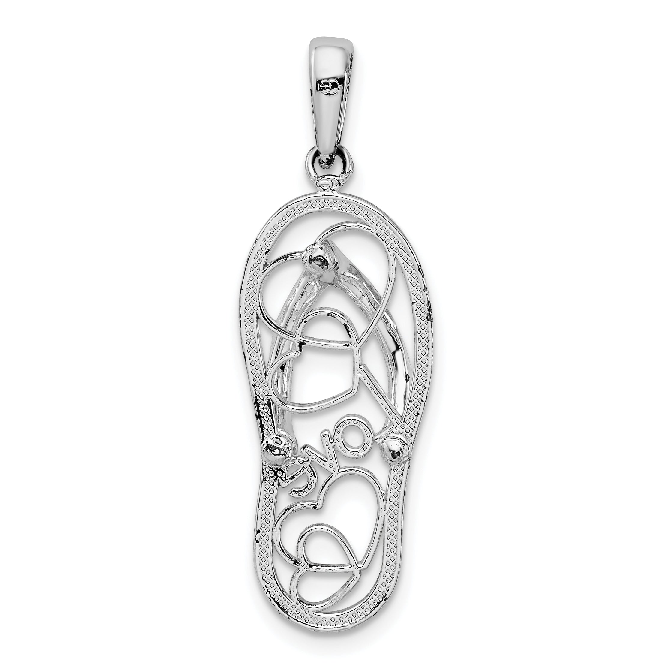 De-Ani Sterling Silver Rhodium-Plated Enameled LOVE Flip-flop Pendant