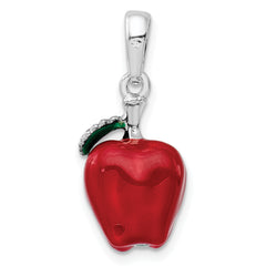 De-Ani Sterling Silver Rhodium-Plated Polished 3D Enameled Apple Pendant