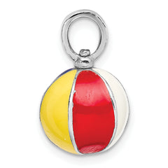 De-Ani Sterling Silver Rhodium-Plated Polished 3D Enameled Beach Ball Pendant