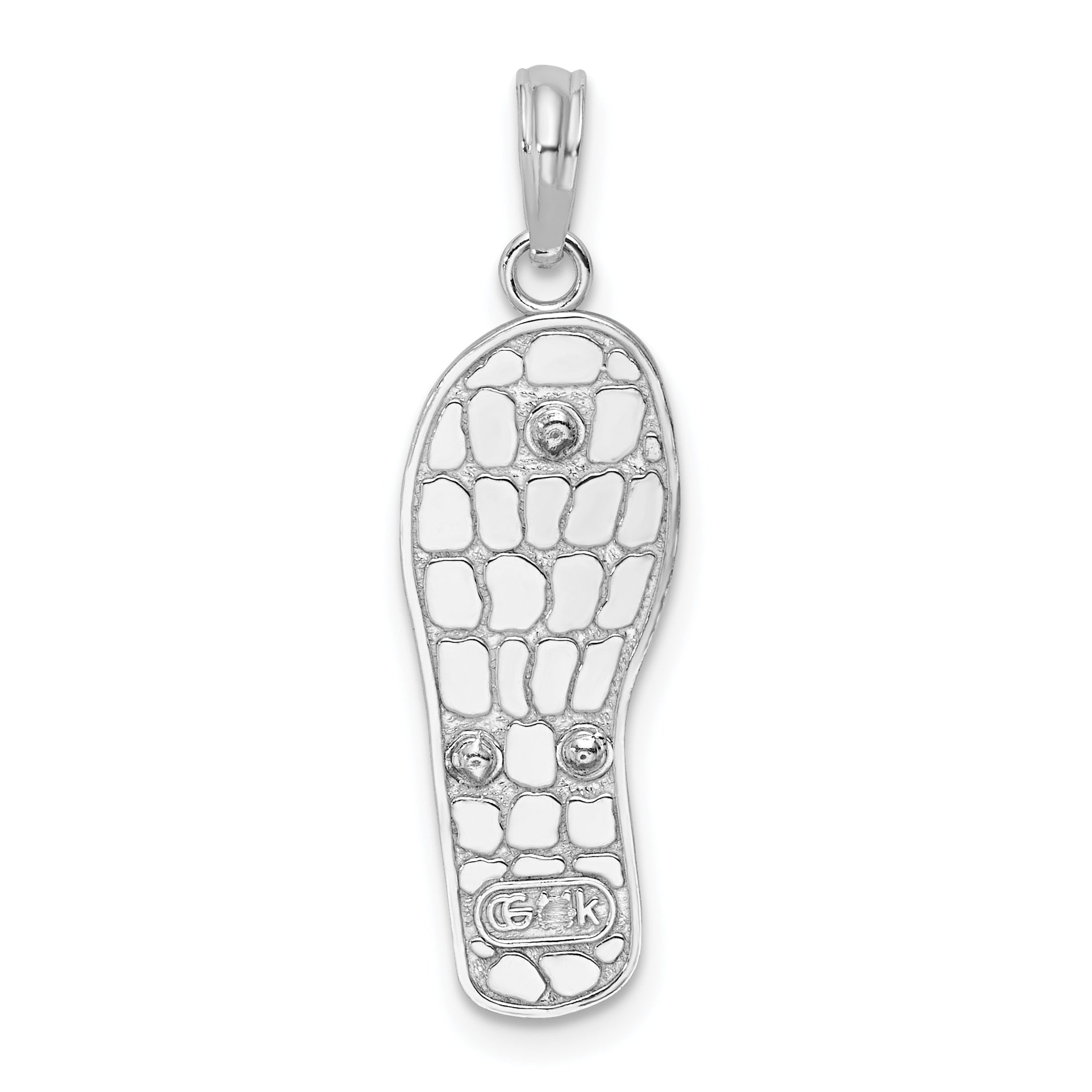 De-Ani Sterling Silver Rhodium-Plated 3D Enameled Beach Scene Flip-flop Pendant