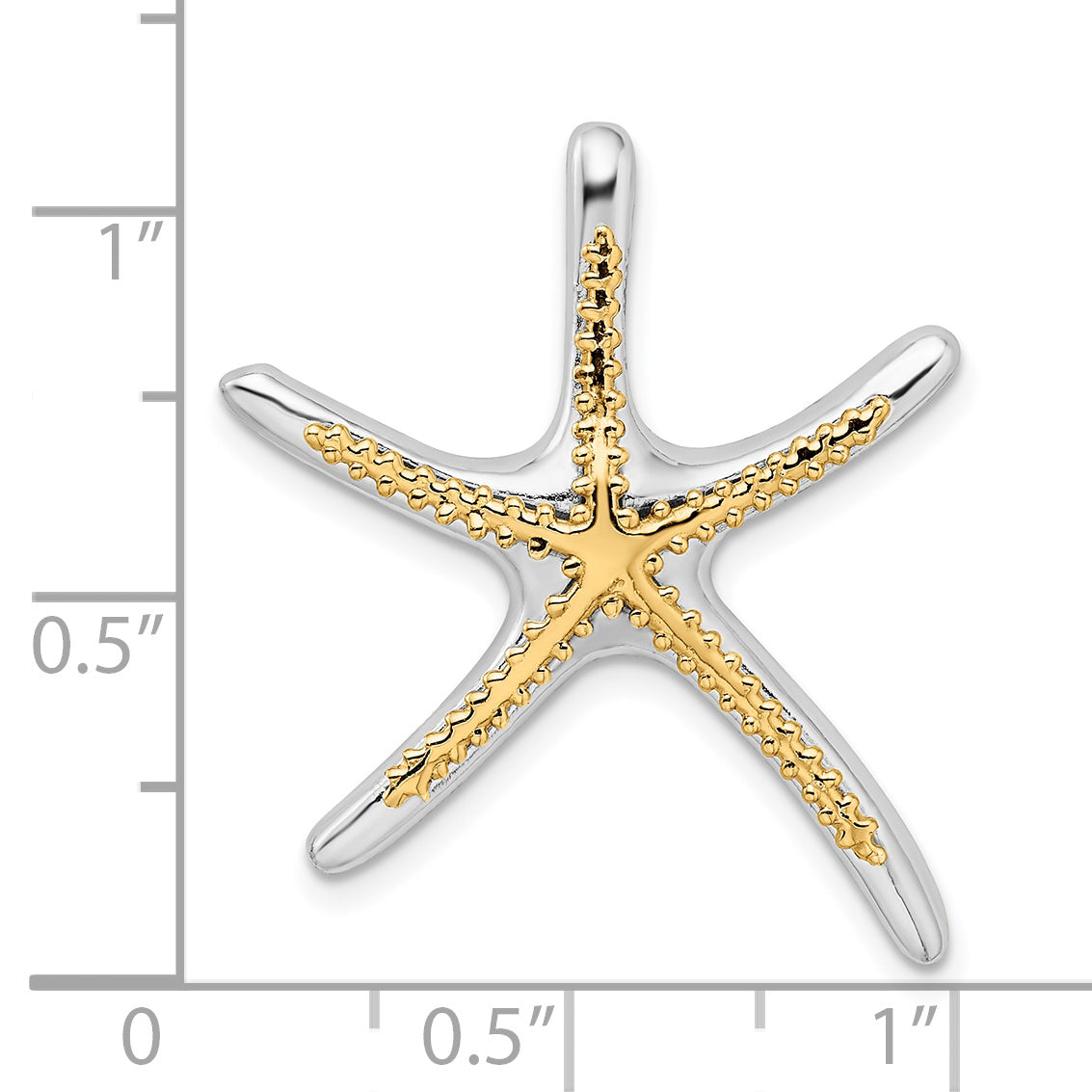 De-Ani Sterling Silver Rhodium-Plated Dancing Starfish with 14k Accent Slide