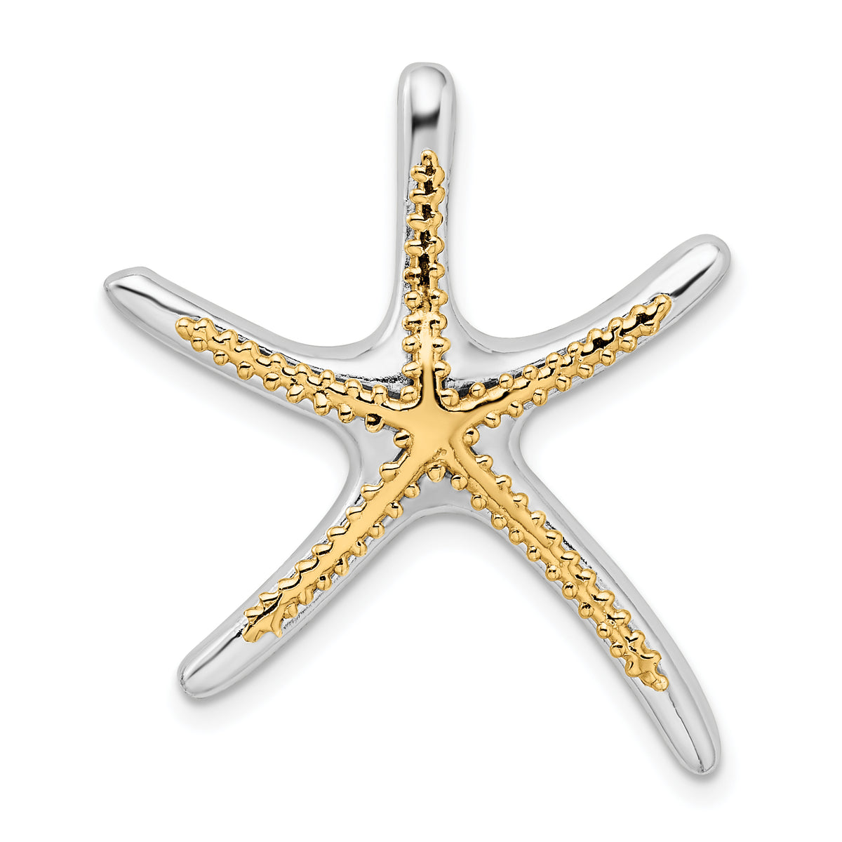 De-Ani Sterling Silver Rhodium-Plated Dancing Starfish with 14k Accent Slide