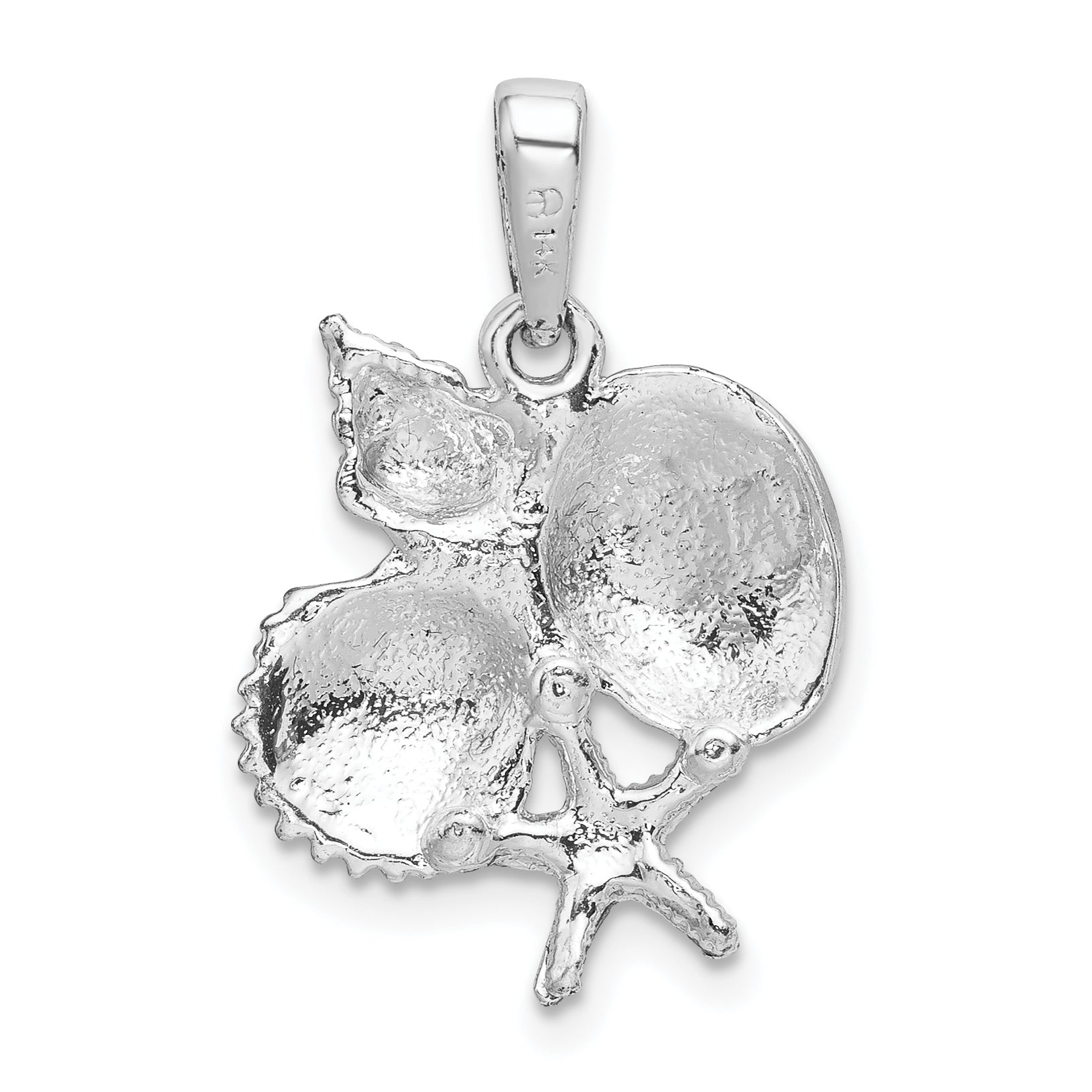 De-Ani Sterling Silver Rhodium-Plated Polished Shells with 14k Starfish Pendant