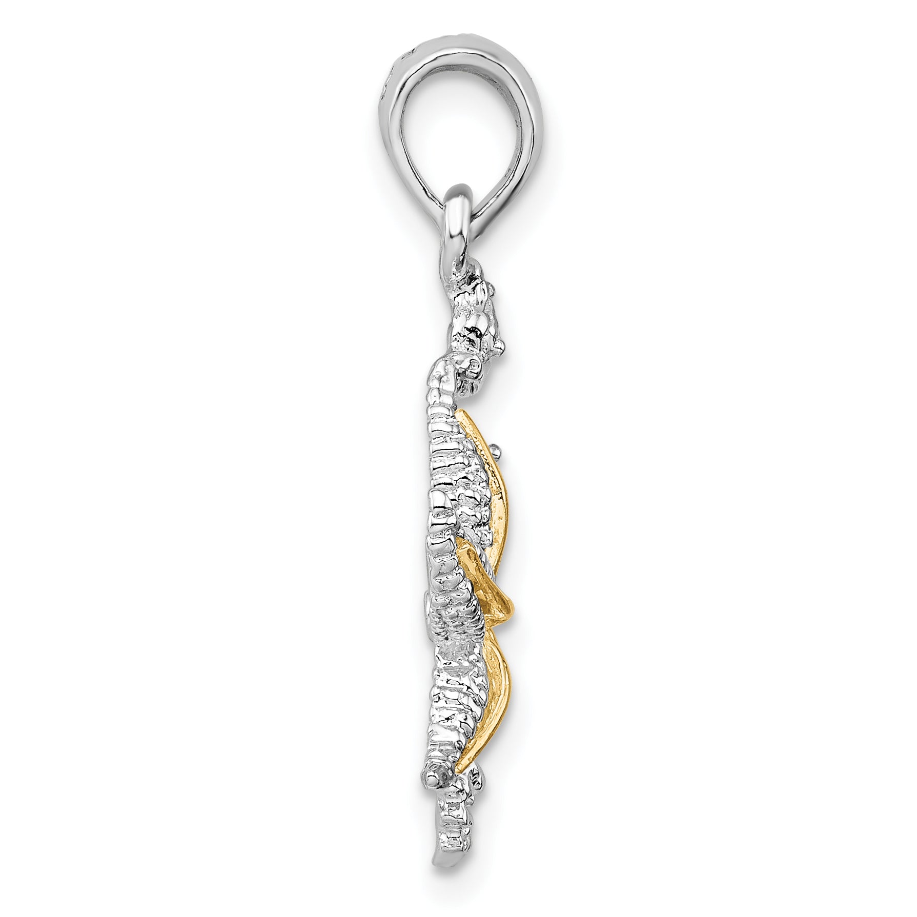 De-Ani Sterling Silver Rhodium-Plated Seahorse Starfish with 14k Pendant