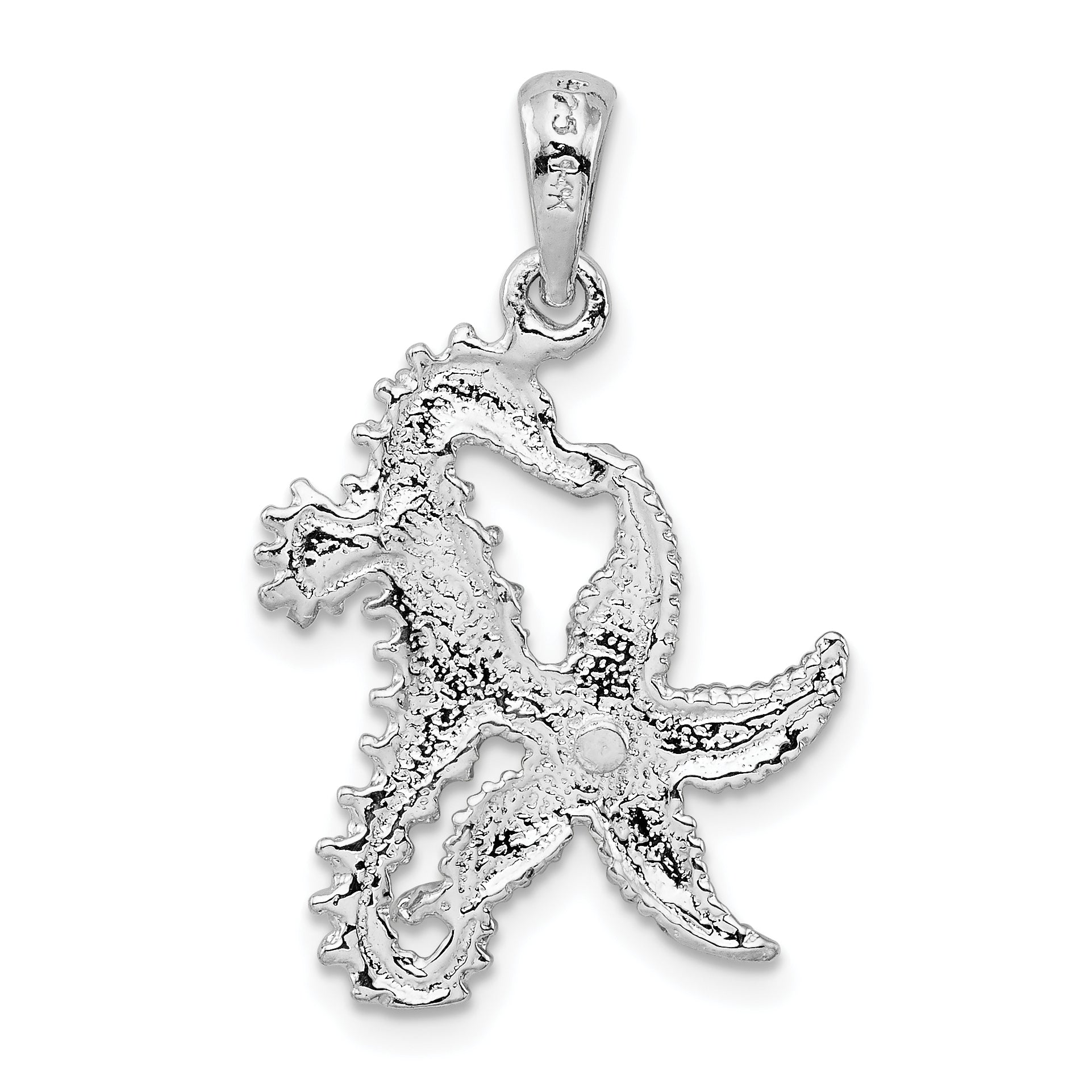 De-Ani Sterling Silver Rhodium-Plated Seahorse Starfish with 14k Pendant