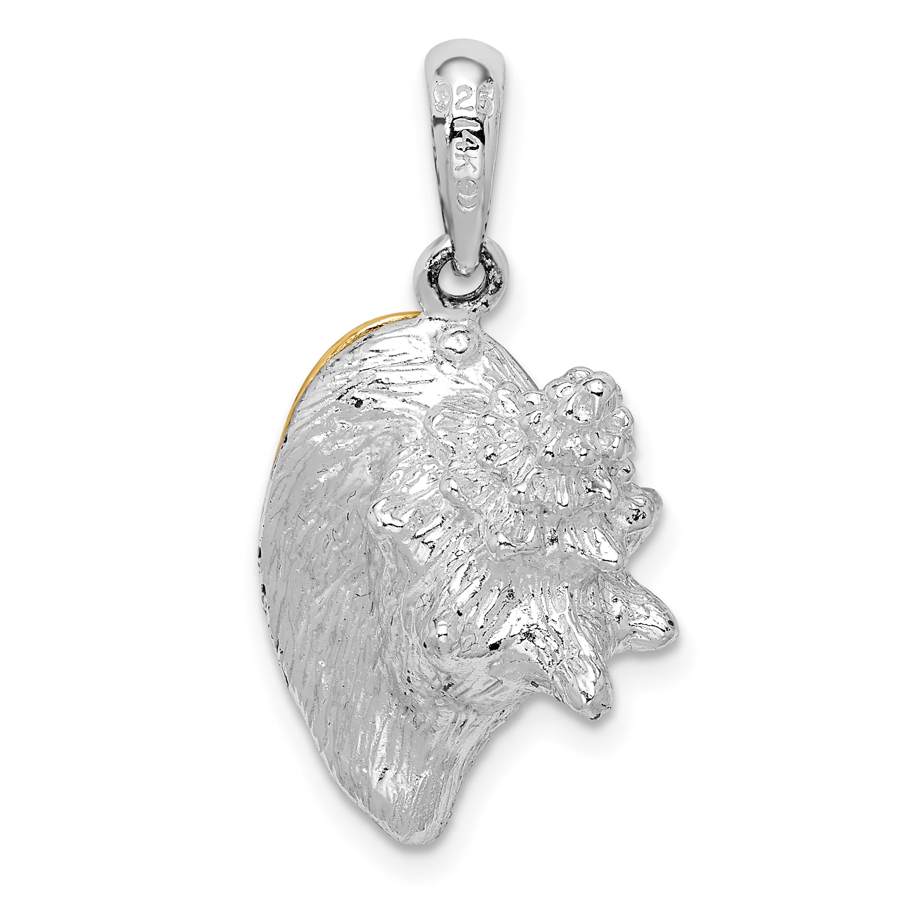 De-Ani Sterling Silver Rhodium-Plated 3D Conch Shell with 14k Accent Pendant