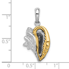 De-Ani Sterling Silver Rhodium-Plated 3D Conch Shell with 14k Accent Pendant