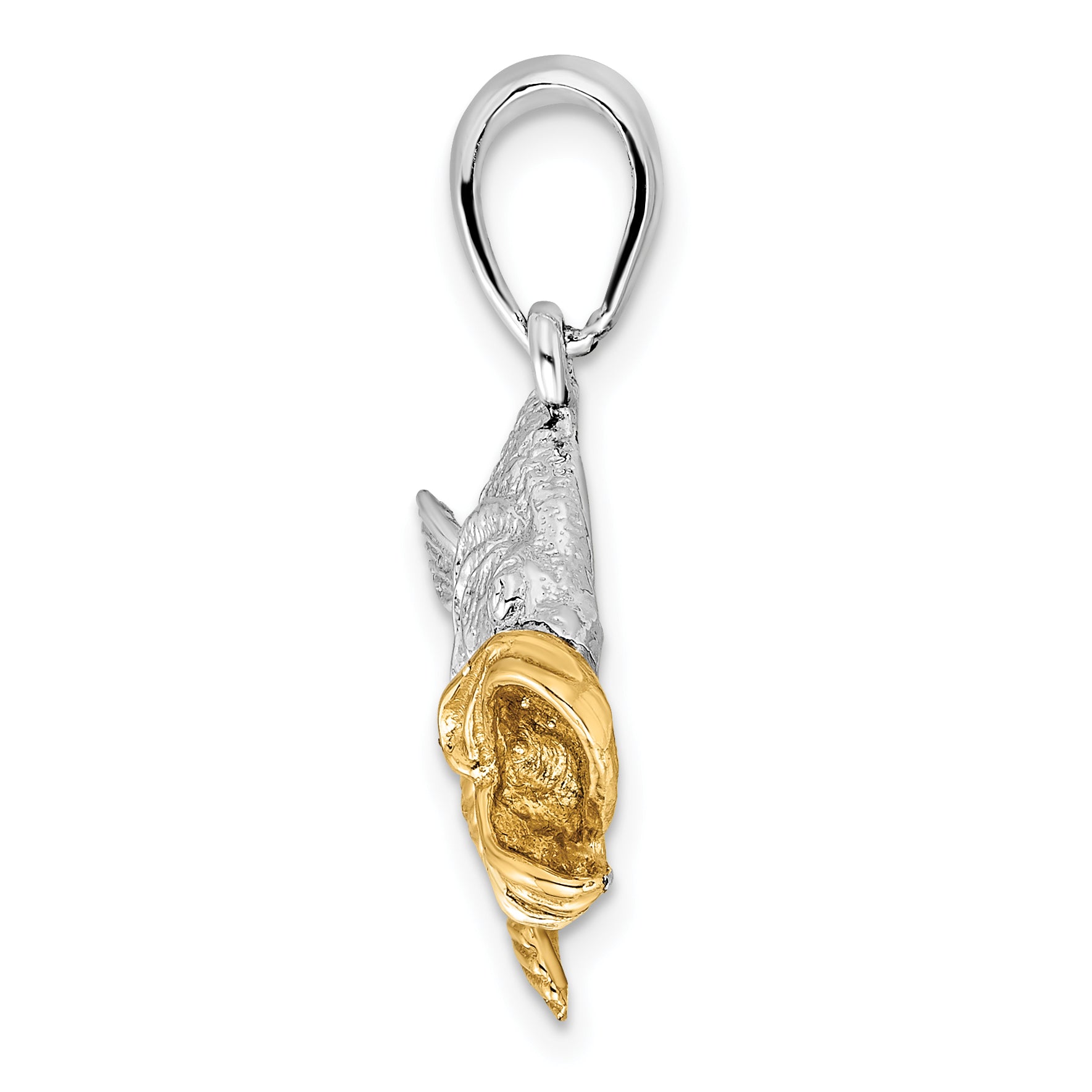 De-Ani Sterling Silver Rhodium-Plated Jumping Bass with 14k Accents Pendant