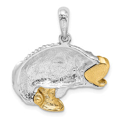 De-Ani Sterling Silver Rhodium-Plated Jumping Bass with 14k Accents Pendant