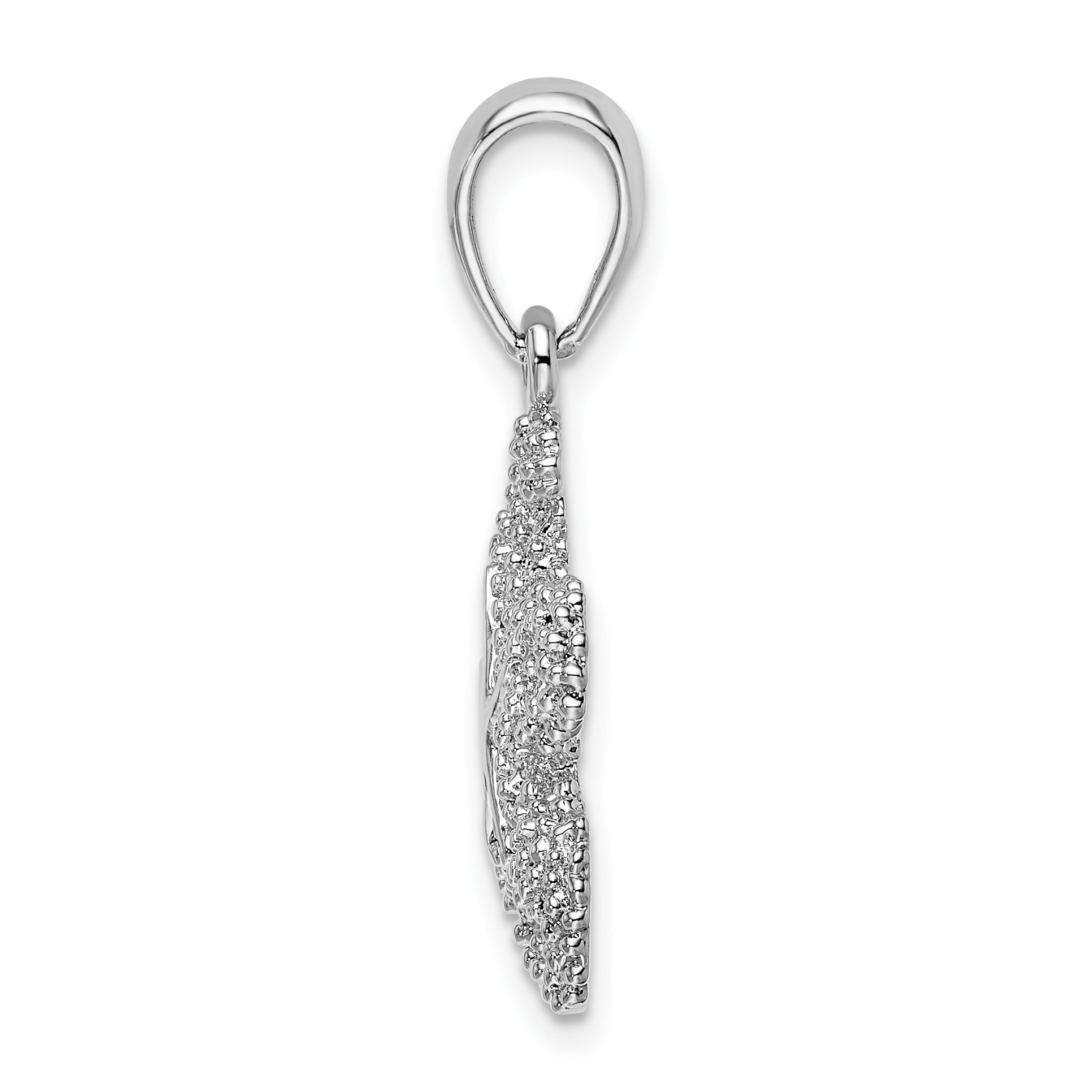 De-Ani Sterling Silver Rhodium-Plated Textured Starfish with 14k Accent Pendant