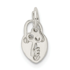 Sterling Silver 925 Lock & Key Charm with Polished Finish Solid & Casted