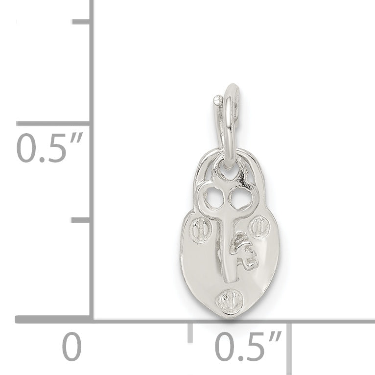 Sterling Silver 925 Lock & Key Charm with Polished Finish Solid & Casted