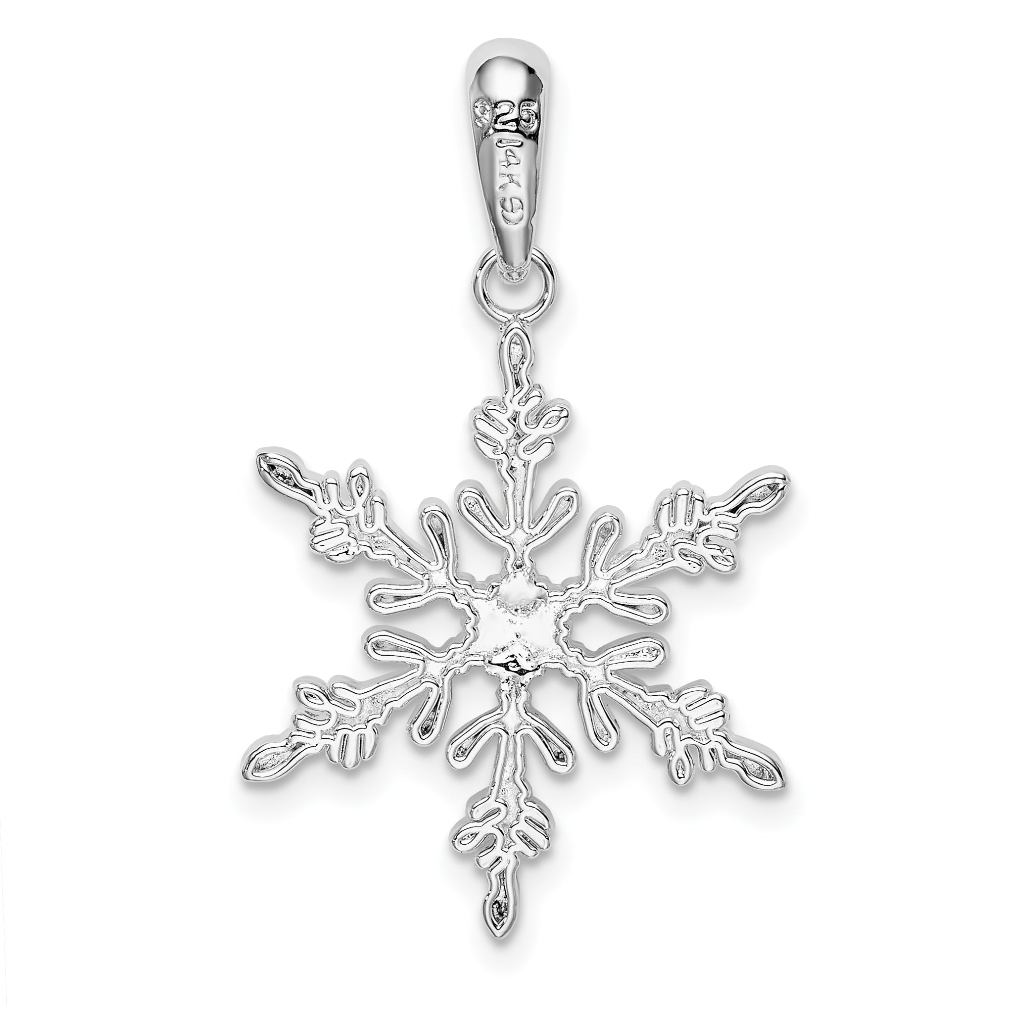 De-Ani Sterling Silver Rhodium-Plated Lacey Snowflake with 14k Center Pendant