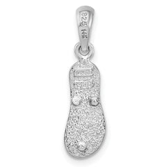 De-Ani Sterling Silver Rhodium-Plated Textured 3D Flip-flop with 14 Straps Pendant