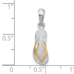 De-Ani Sterling Silver Rhodium-Plated Textured 3D Flip-flop with 14 Straps Pendant