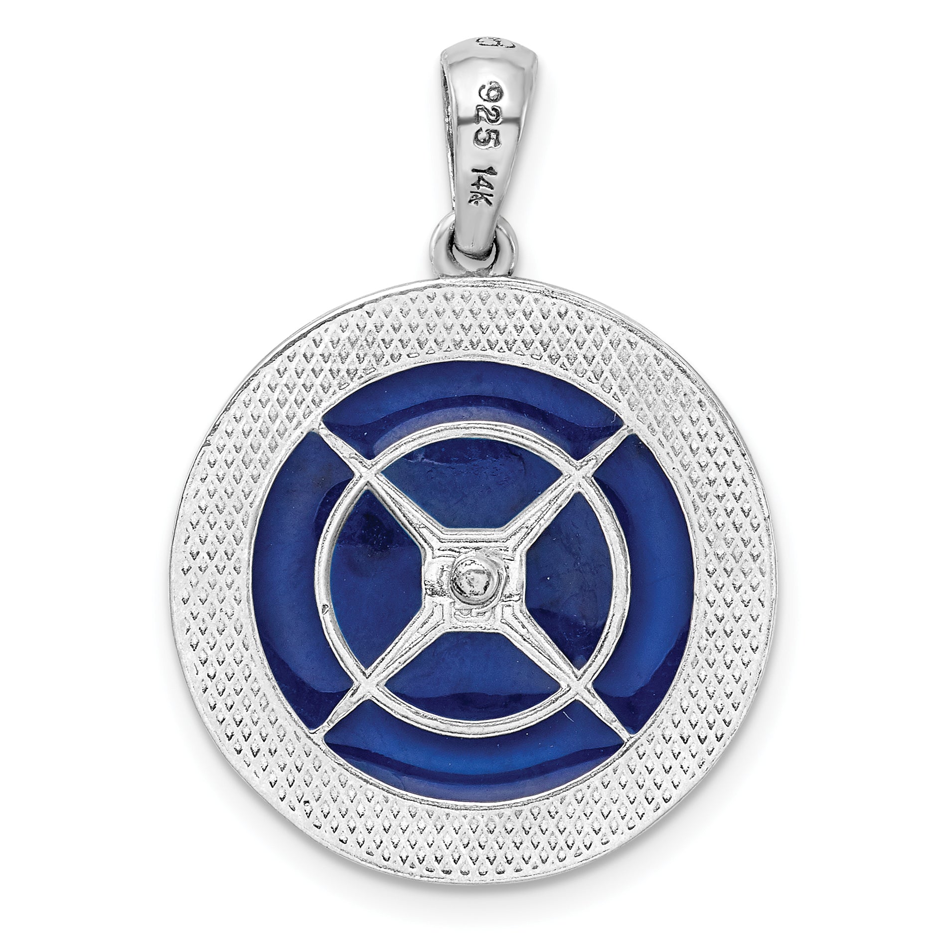 De-Ani Sterling Silver Rhodium-Plated Enameled Compass with 14k Moving Needle Pendant