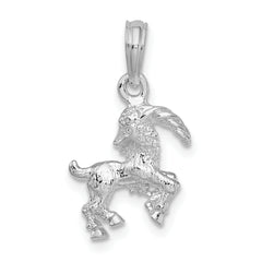 De-Ani Sterling Silver Rhodium-Plated Polished 3D Capricorn Zodiac Pendant