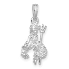 De-Ani Sterling Silver Rhodium-Plated Polished 3D Aquarius Zodiac Pendant