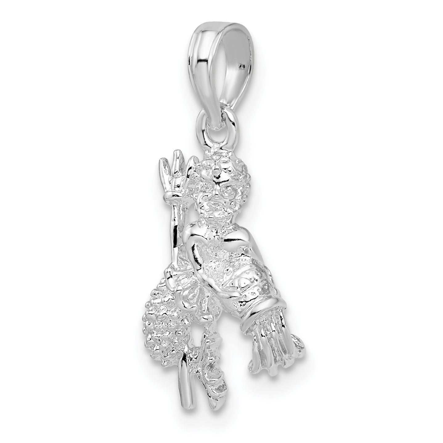 De-Ani Sterling Silver Rhodium-Plated Polished 3D Aquarius Zodiac Pendant