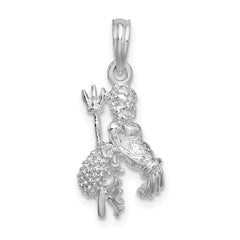 De-Ani Sterling Silver Rhodium-Plated Polished 3D Aquarius Zodiac Pendant