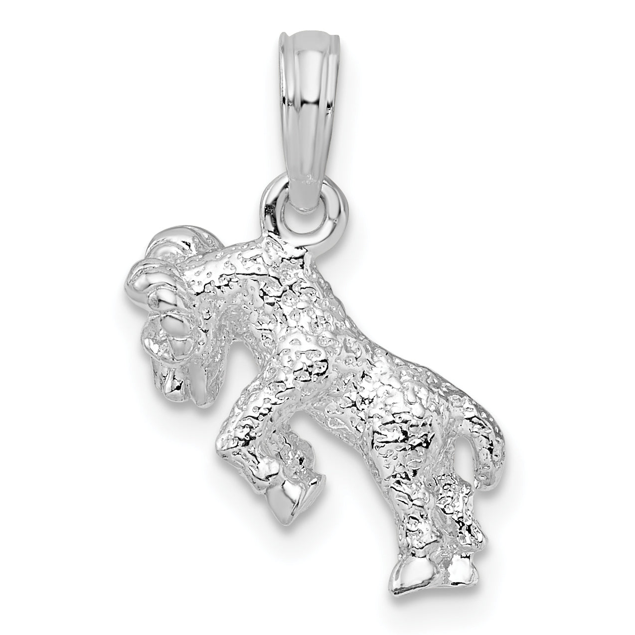 De-Ani Sterling Silver Rhodium-Plated Polished 3D Aries Zodiac Pendant