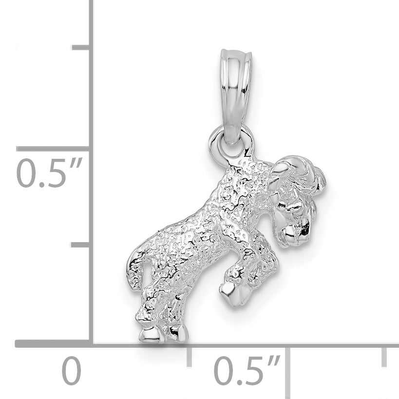 De-Ani Sterling Silver Rhodium-Plated Polished 3D Aries Zodiac Pendant