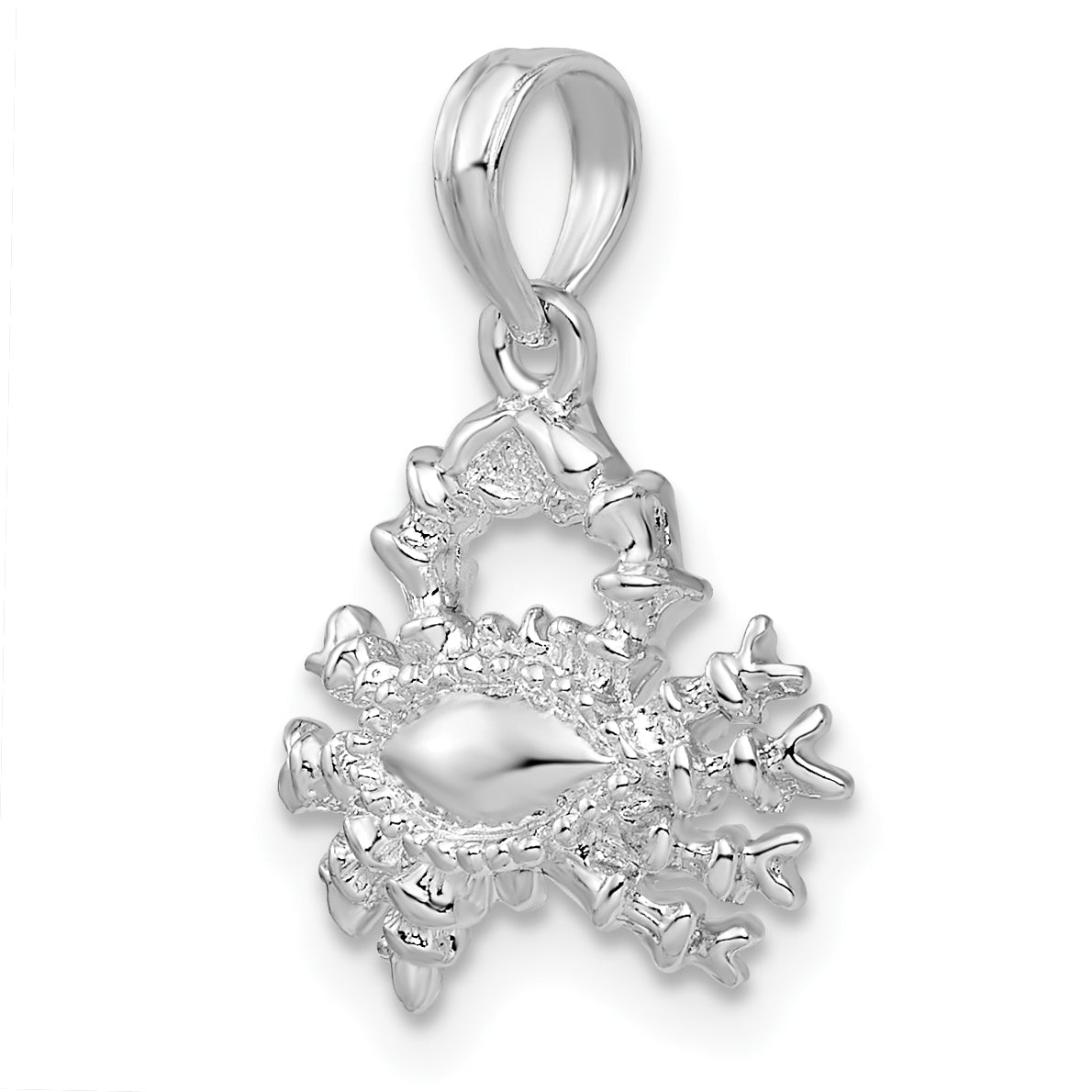 De-Ani Sterling Silver Rhodium-Plated Polished 3D Cancer Zodiac Pendant