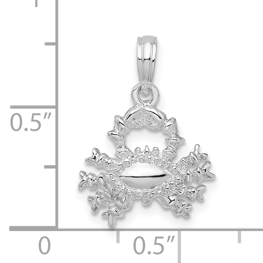 De-Ani Sterling Silver Rhodium-Plated Polished 3D Cancer Zodiac Pendant