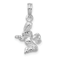 De-Ani Sterling Silver Rhodium-Plated Polished 3D Virgo Zodiac Pendant